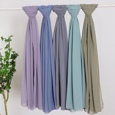 Damen-Muslim-Hijab aus weichem Chiffon in einfarbiger Farbe