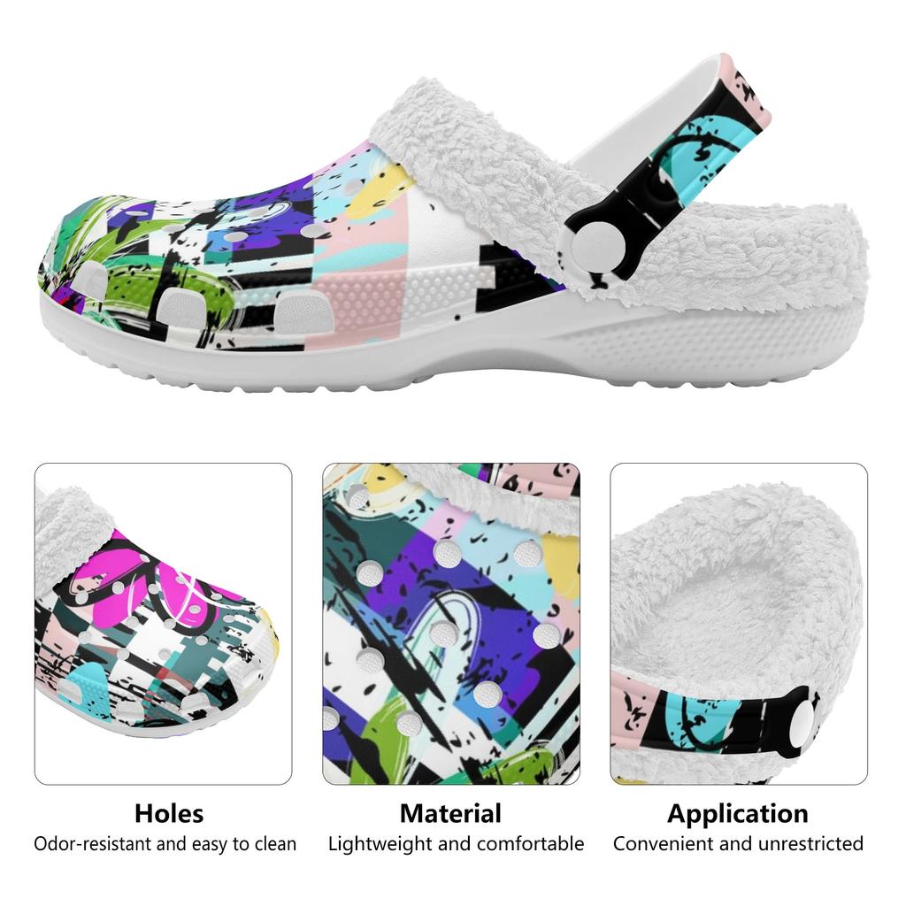 1 Pair White EVA Clogs Warm Soft Lined Unisex Slip On Shoes Lightweight Anti Slip Sole Comfortable For Winter Daily Activities