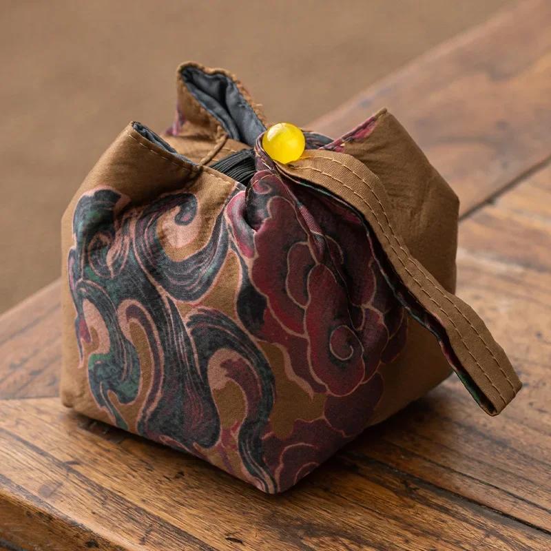 Travel Teaware Storage Bag Outdoor Camping Portable Teacup Pouch Tea Ceremony Accessories Vintage Jewellery Organiser Bags