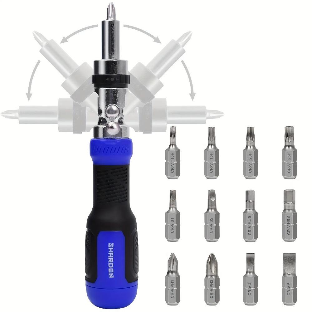 Ratcheting Screwdriver 13-in-1 Multibit Screwdriver All In One Screwdriver Set With Phillips, Flat Head, Torx Security,