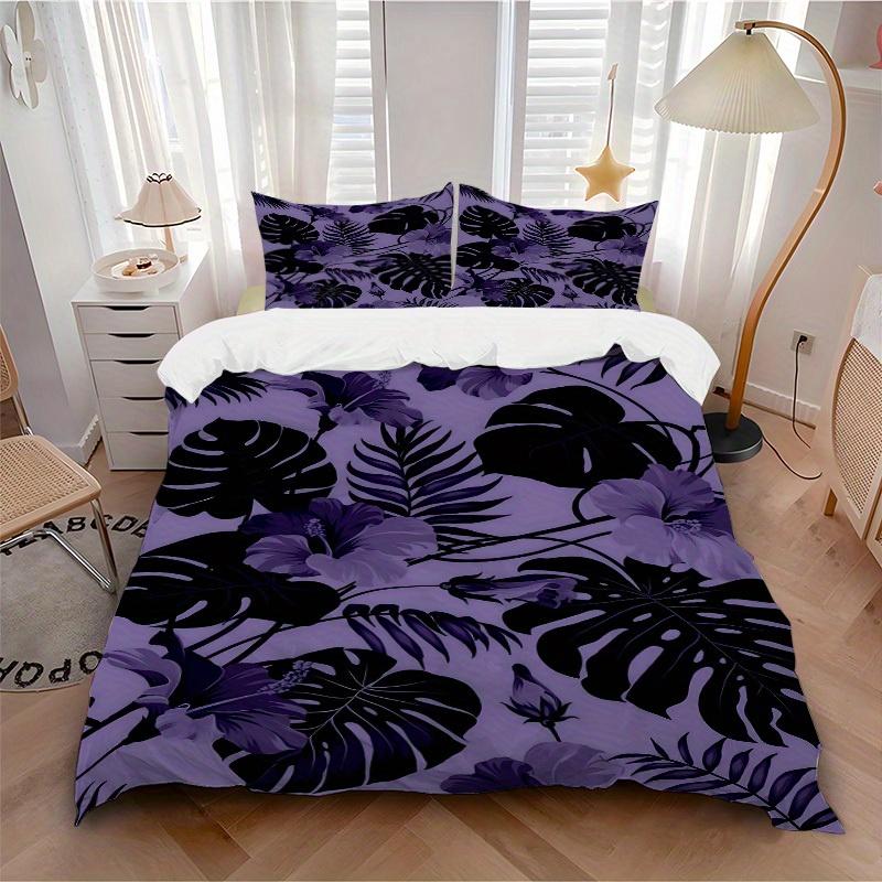 3pcs Tropical Leaves Bedding Set, Breathable and Soft, Suitable for Bedroom Decor (1*Duvet Cover + 1/2*Pillowcases, No Core) yy250821122