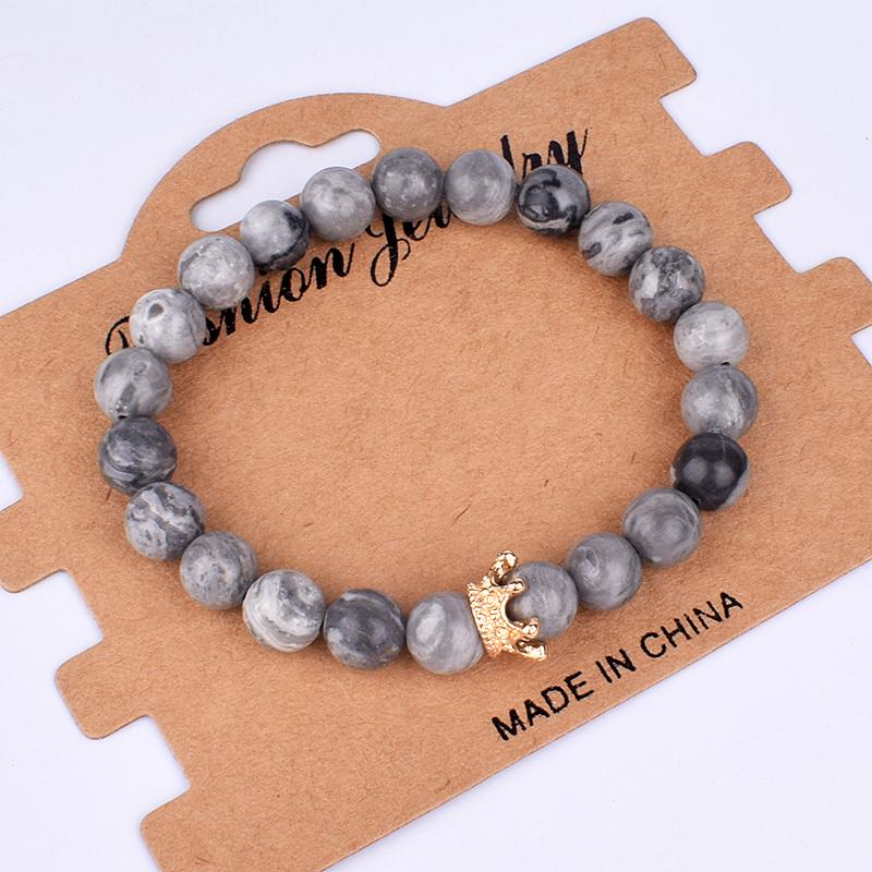 2pcs Charm Paired Bracelets Men Sets Crown Women's Bracelets Natural Stone Beads Wristband Couple Bracelet Gifts Friends Jewelry