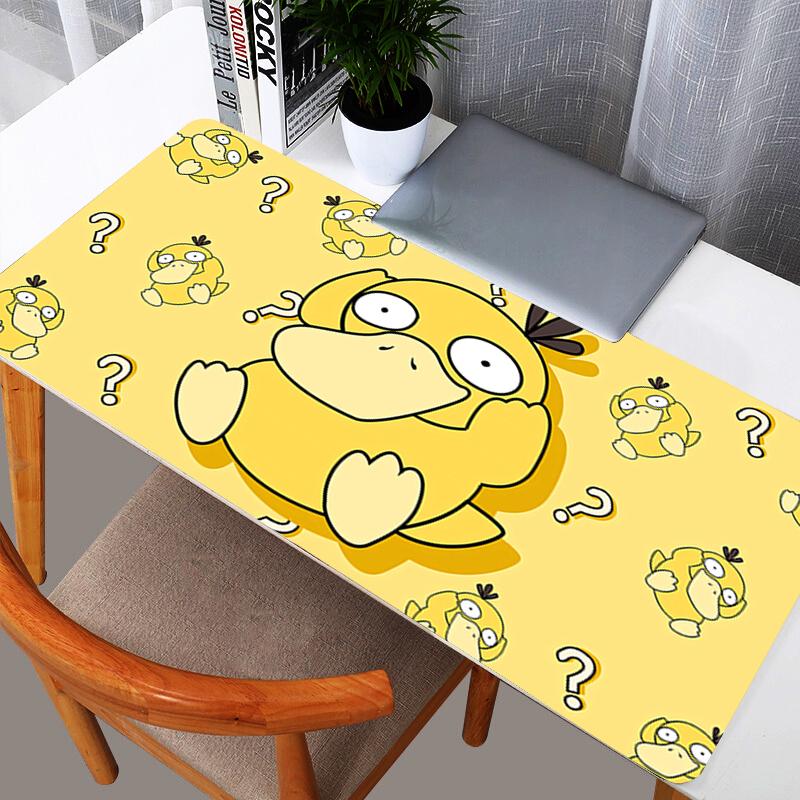 Cute Psyduck Pokemon Large Mouse Pad Kawaii Anime Desk Mat for Gaming Office NonSlip Extended Keyboard Pad Accessories 800x300x2mm