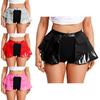 Jupe A-line à volants superposés pour femme S-3XL: Mini Bouton Avant Brillant en PU pour Pole Dance & Soirée