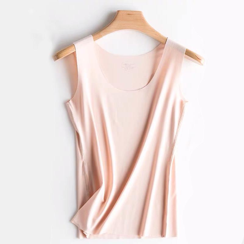 

Women s Ice Silk Seamless Tank Top Thin Solid Color Slim Sleeveless Basic Layering Vest For Outer Wear M дубильна кора