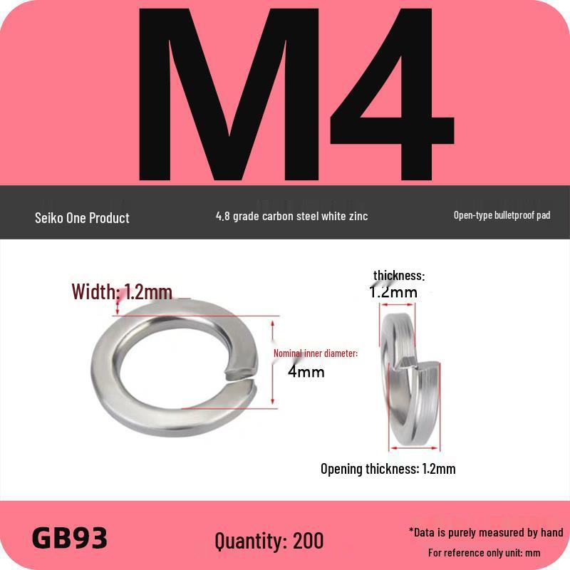 White Zinc-Plated Carbon Steel Split Spring Washer (4.8 Grade)