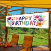 Happy Birthday Banner, Flowers & Happy Birthday Letter Design, Polyester Outdoor Lawn Wall Holiday Party Decoration