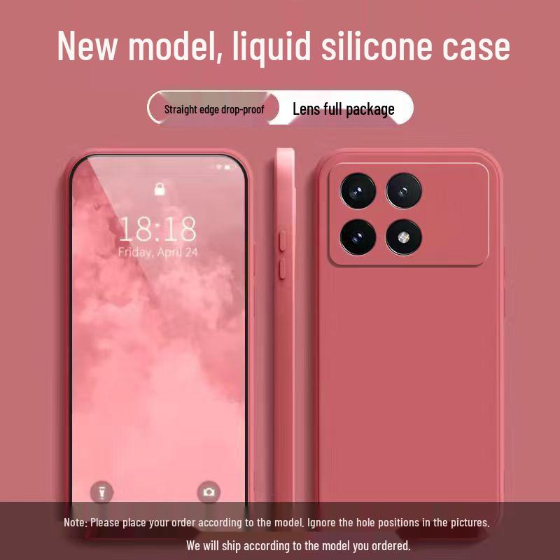 Xiaomi POCOX6 Pro Silicone Case: Solid Color, Rubik's Cube Design, Full Coverage, Anti-drop, Soft Straight Edge.