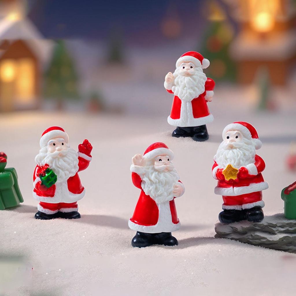 Santa Claus Decor Compact Resin Santa Claus Sculpture Resin Christmas Miniature Statue For New Year Holiday Home Garden Backyard
