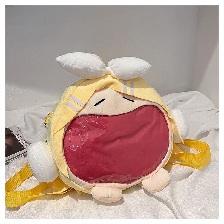 Cute Japanese Anime Cartoon Plush Transparent Display Ita Backpack For Young Women School Daily Outdoor Use Anime Fans