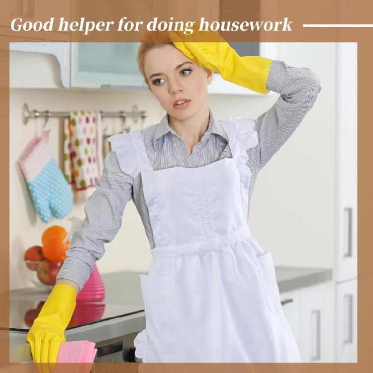 Retro Kitchen Cooking Apron for Women Baking Apron Adjustable Ruffle Maid Apron Maid Costume Fancy Dress Cosplay Costume