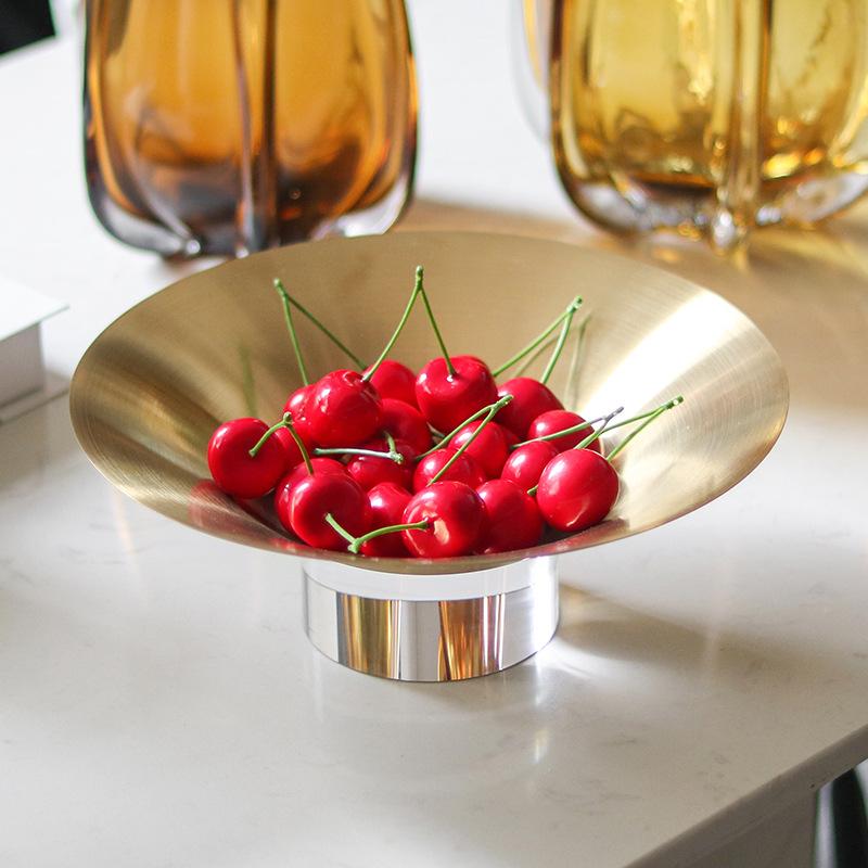 Round Fruit Platter High-legged Metal Pallet Fruit Tray Snack Bowl Desktop Storage Container Home Decoration Accessories