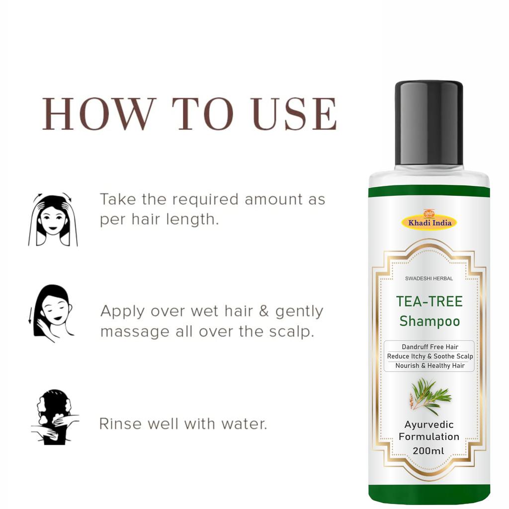 Khadi Tea Tree Shampoo – 100% Herbal Cleanser for Dandruff, Itchy Scalp & Oil Control – Antibacterial, Sulfate-Free, Paraben-Free – 400ml