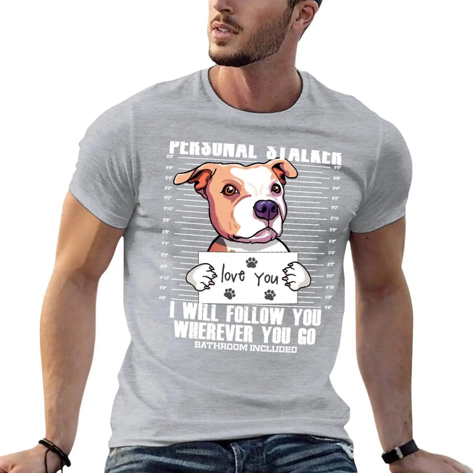 Stalker Pitbull Dog Cartoon TShirt boys animal print graphics aesthetic clothes mens graphic tshirts funny S