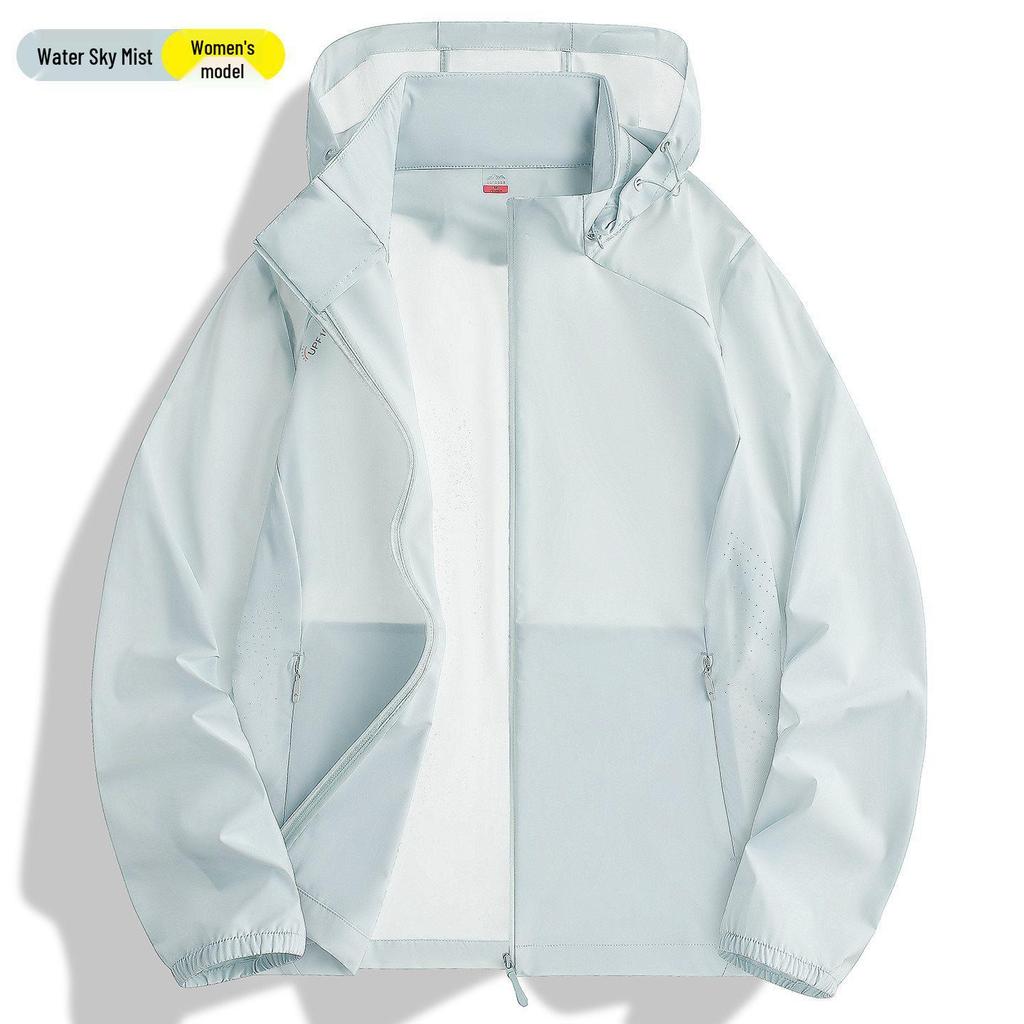 Unisex Elastic Breathable UV Protection Ice Silk Jacket with Removable Hood