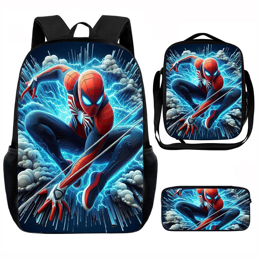 Spider-Man School Bag Lunch Bag Pencil Bag Elementary School Backpack Cartoon Peripheral Backpack Children's Bag Three-piece Set