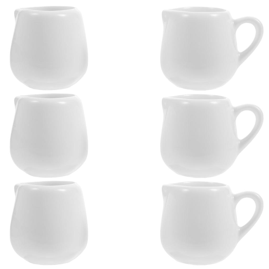 Luxshiny 6-Piece Ceramic Milk Pitcher, Small Mini Sauce Jug, Coffee Creamer, Easy-to-Use Milk Cup for Home and Restaurant Use