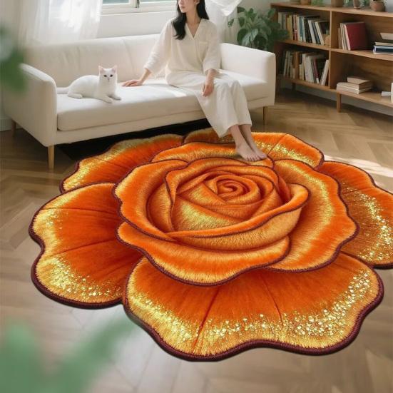 3D Floral Bath Mat Realistic Flower Shaped Floor Mat Non-Slip Absorbent Bathroom Rug for Entrance Living Room Bedroom