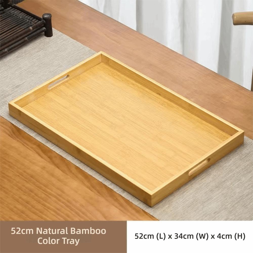Rectangular Bamboo Wooden Tray With Handle Dessert Pallet Decorate Tray Serving Tray Coffee Table