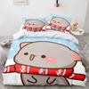 Lovely Peach Cat Comfortable Duvet Quilt Cover Pillowcase Bedding Set Children Bedroom Decoration Home Textile