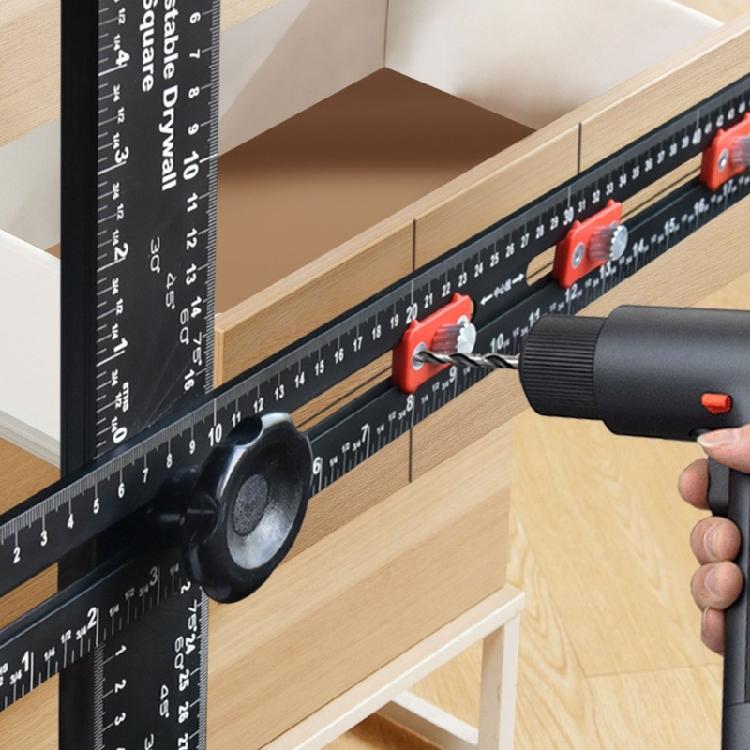 Woodworking 2 In 1 Drilling Positioning Ruler Combination Angles Ruler T-Shaped Ruler Cabinet Hardware Jig