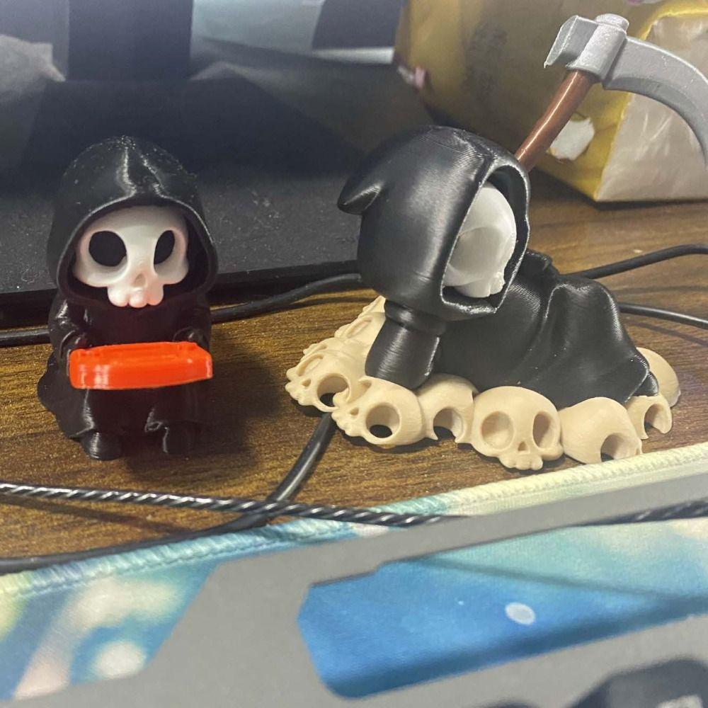 Cute Grim Reaper Toy PLA Halloween Miniature Ghost Desk Statue 3D Printed Doll Bookshelf