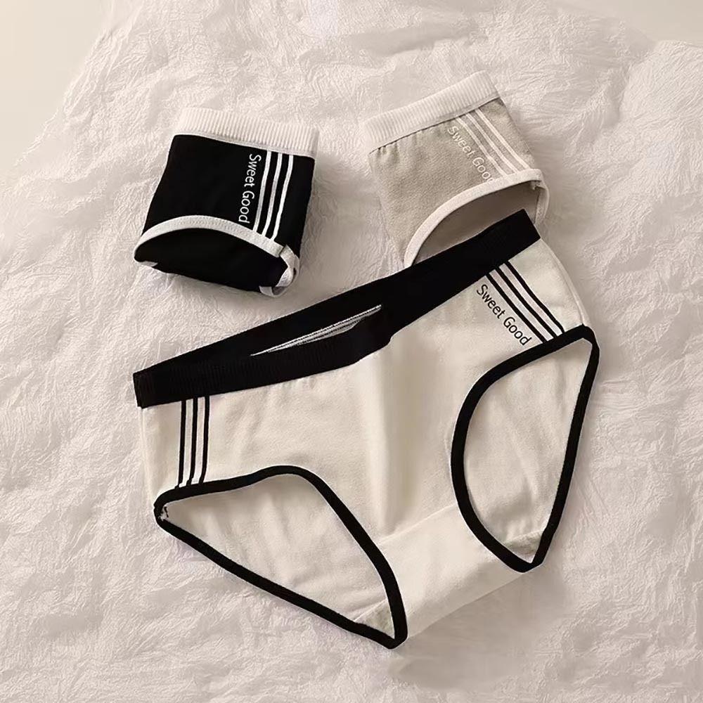 3Pcs/Set Solid Color Women Cotton Panties Mid Waist Women Briefs Lingerie Sports Lingerie Use