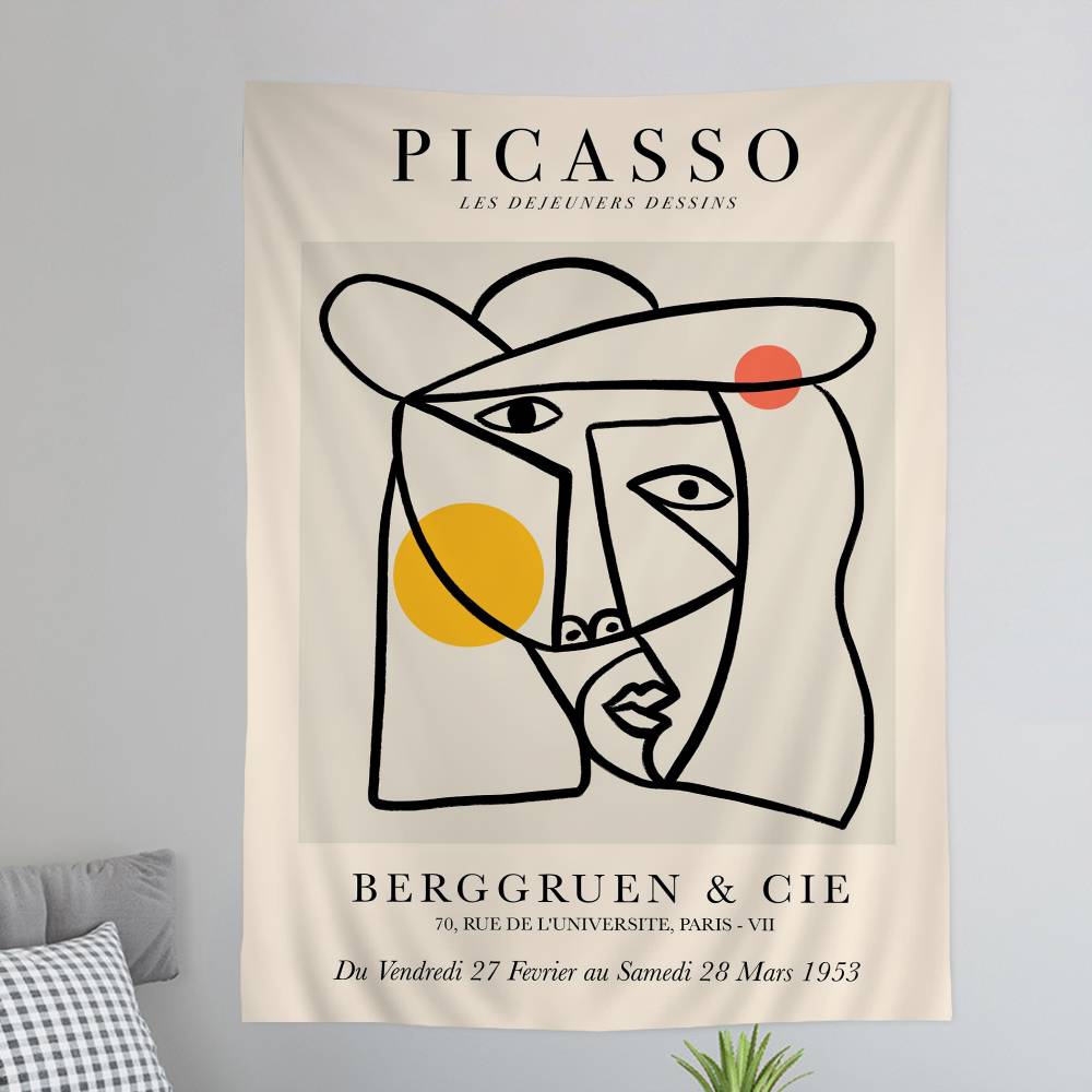PPicasso Woman Anime Tapestry Hippie Flower Wall Carpets Dorm Decor Wall Hanging Home Decor