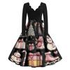 Women's Casual Fashion V Neck Christmas Printed Vintage Dress