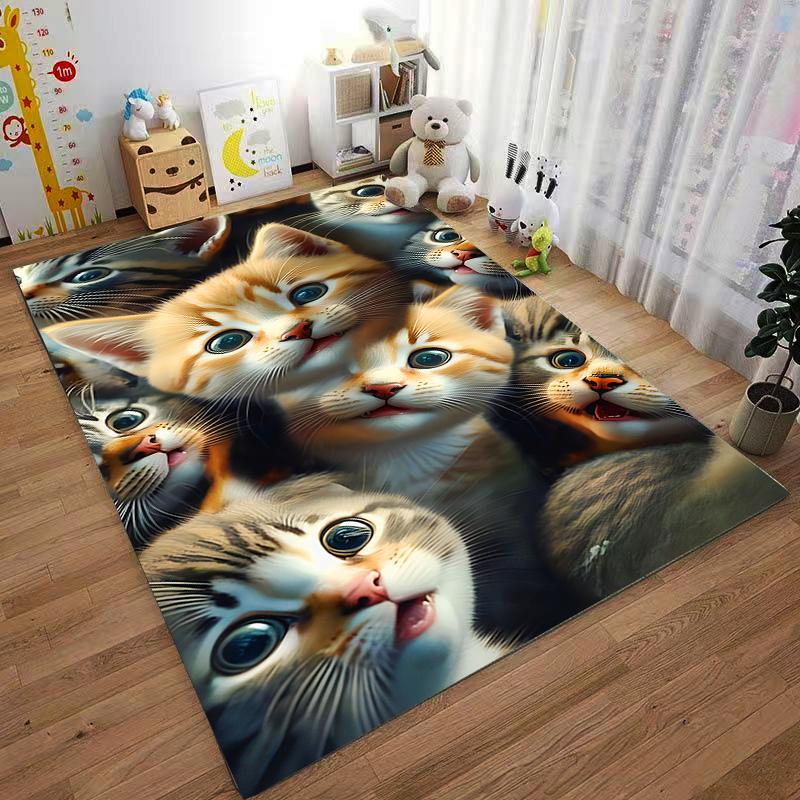 Cute Cartoon Cat Pattern Carpet for Bedroom, Living Room Decoration Suitable for Use As an Anti-slip for Living Room Bedroom Sofas