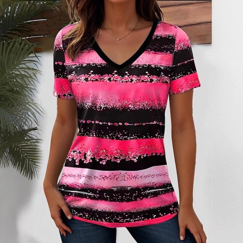 Summer T-shirt Loose T-shirt Women's 3D Digital Printed Short Sleeved Top Shirt