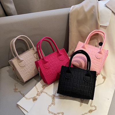 Women's Felt Small Square Bag Popular Stone Trendy Texture Mini Tote Chain Handbags Fashion Lady Shoulder Messenger Bag