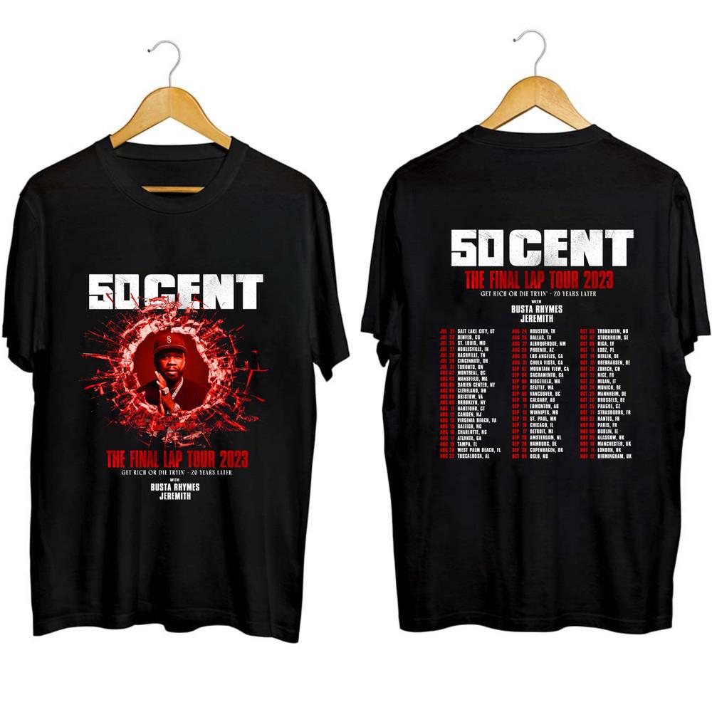 50.Cent The Final Lap Concert 2023 T-Shirt Black Cotton Unisex For Fans Unisex T-Shirt S