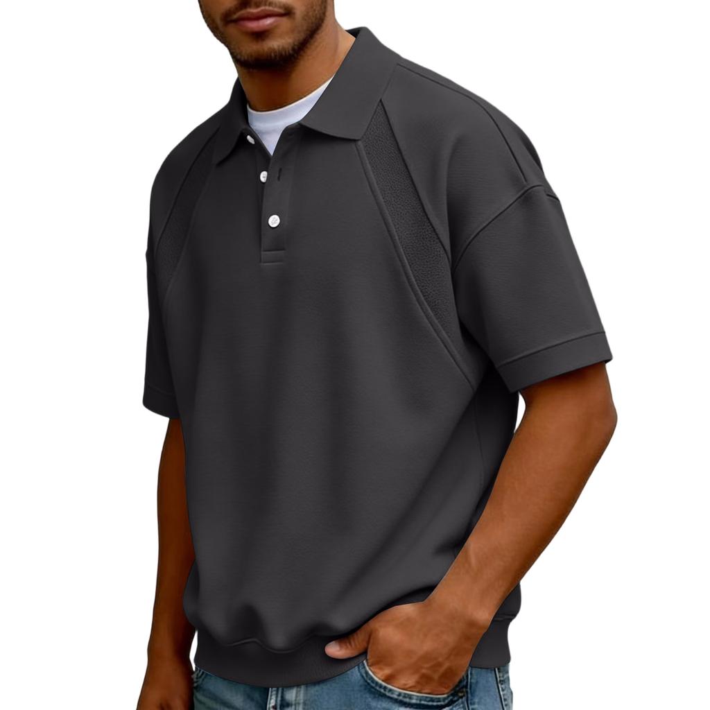 Men's  Collar Buttoned Casual Loose-fitting Pullover Short-sleeved Shirt