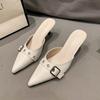 Baotou Slippers Women's Summer Outer Wear Design Sense Trendy Design Sense Niche New Pointed High Heel Half Drag