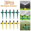 3Pcs Corrosion Resistant Rotating Sprinkler 360° Rotation Water Sprayers Garden Nozzle  Landscaping