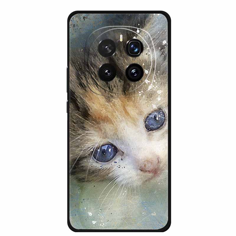 For Honor Magic 7 Case 7Pro Painted Cat Colorful Soft Edge Silicone Black Bumper For Honor Magic7 Pro Back Cover Magic7 5G Para