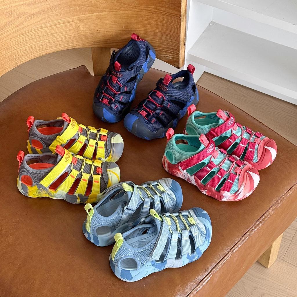 Kids Colorful Closed Toe Sandals Summer Outdoor Beach Shoes Non-Slip Hiking Wading Sandals for Boys Girls