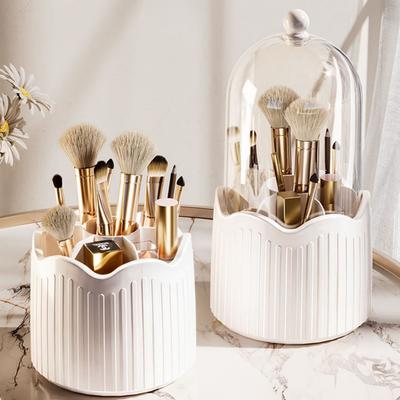 360 Grad drehbarer Make-up-Pinselhalter, Kosmetik-Organizer mit Deckel für den Schminktisch, multifunktionaler Stifthalter, Lippenstift-Aufbewahrungsbox