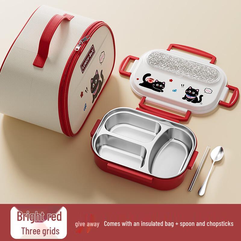 RuHan 316 Stainless Steel 3-Compartment Lunch Box with Bag