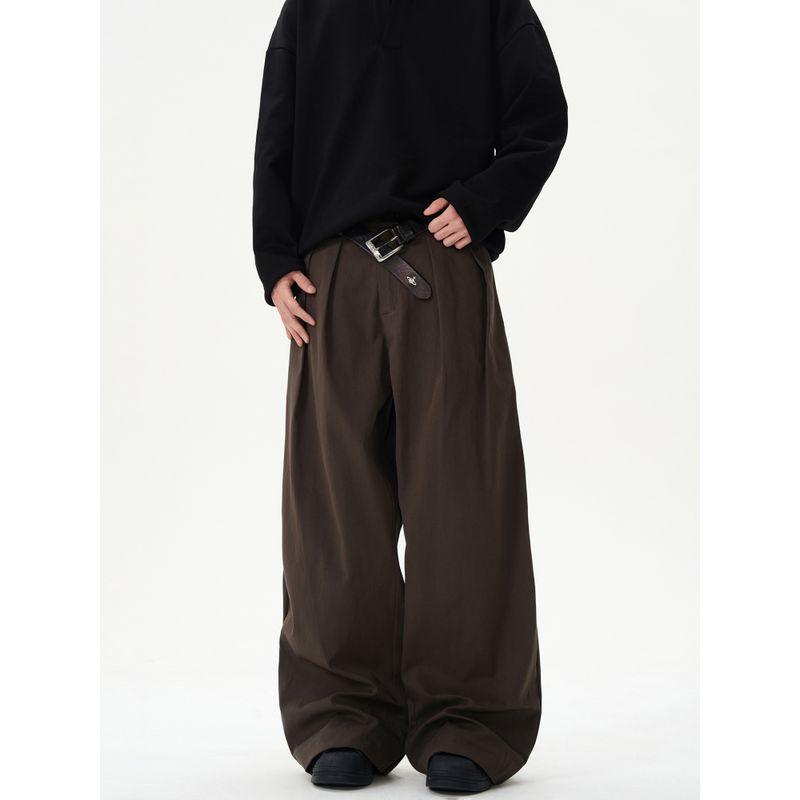Kisko American Retro Pleated Baggy Wide Leg Pants Men and Women Simple Classy Loose Feeling Loose Casual Suit Pants