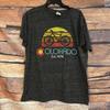 Colorado Mens Large Bicycle Graphic Retro Sunset Mountain Bike Cycling Unisex T-Shirt