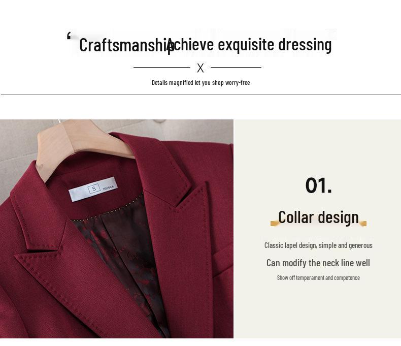 2026 Modischer Khaki-Blazer mit Temperament für Damen - Professionelles Frühjahrs-/Herbst-Anzug für Jahresversammlungen