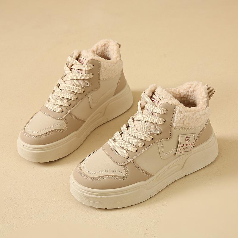 Winter velvet warm thick-soled outdoor cotton shoes women's high-top ins student leisure sports women's shoes
