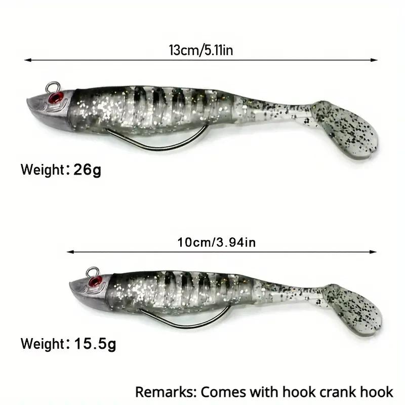 Señuelo Blando 10cm15g Cabeza Jig Cola T Pesca de Agua Salada Señuelos de Pesca Marítima Señuelos de Silicona Minnow Pike Swimbait