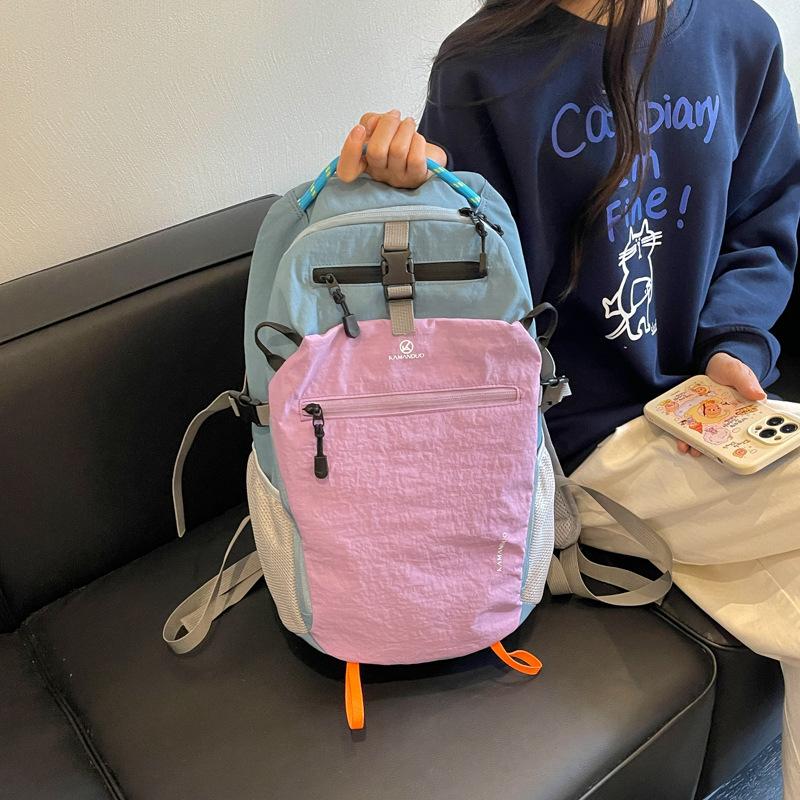 Schoolbag1011 new bag fashion contrasting color backpack women's outdoor travel mountaineering bag leisure trend school bag