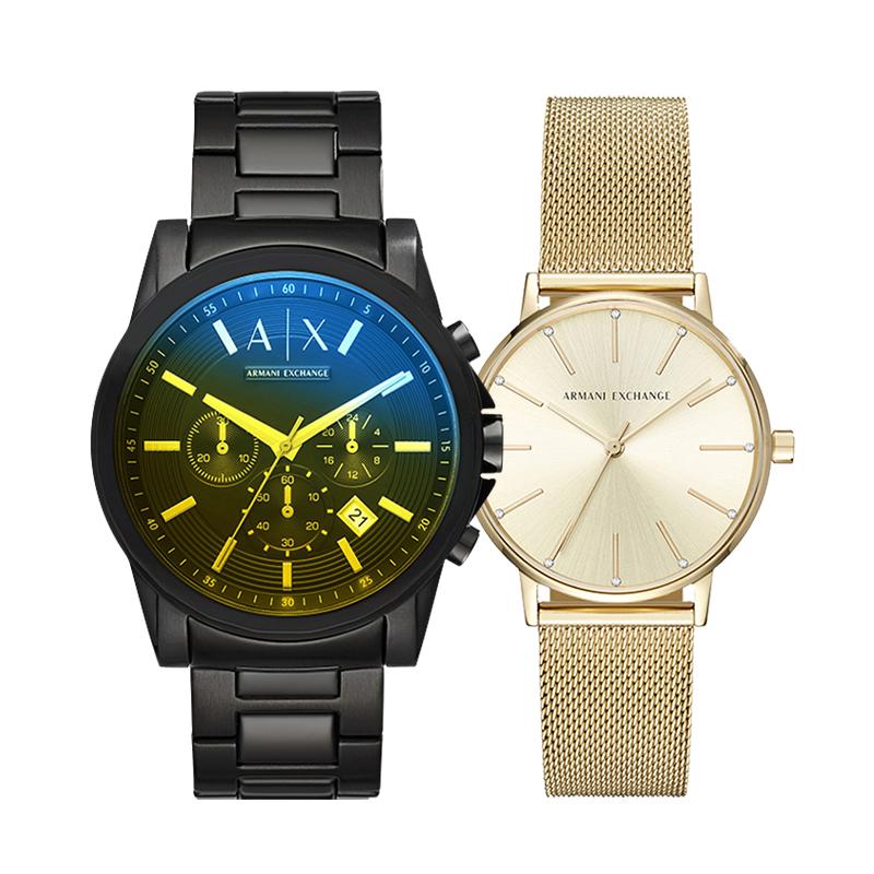 

ARMANI EXCHANGE Wrist Watch Quartz Movement Stainless Steel Strap Gold Dial Unisex AX5536-AX2513