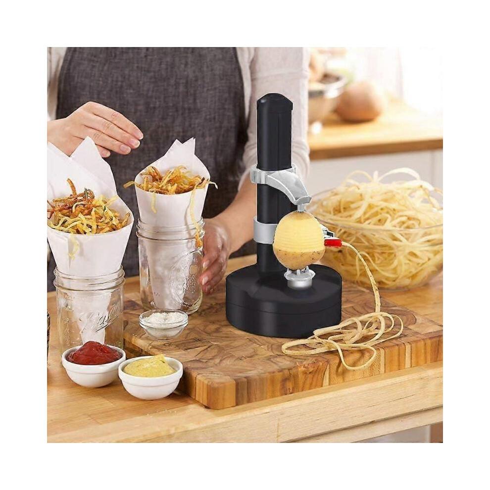 Pelapatate Elettrico Automatico Rotante Pelapatate per Mele Pelapatate per Patate Taglierina Automatica per Frutta e Verdura Strumento per Sbucciare da Cucina 1 Pezzo - Nero