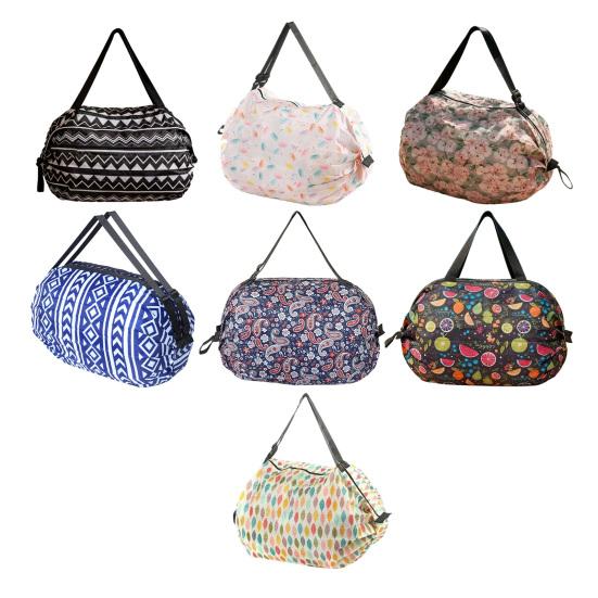 Katlanabilir Yeniden Kullanılabilir Bakkal Çantası Çiçekli Akordeon Katlanabilir Alışveriş Çantası Naylon Ağır Hizmet Alışveriş Bez Çantası Seyahat Piknik Kamp İçin Cebe Sığar