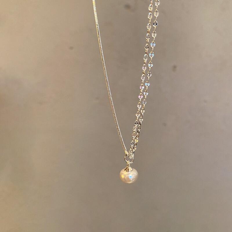Korea Style Niche Imitation Pearl Pendant Necklaces for Women Light Luxury Personality Patchwork Chains Necklaces Jewelry Gifts